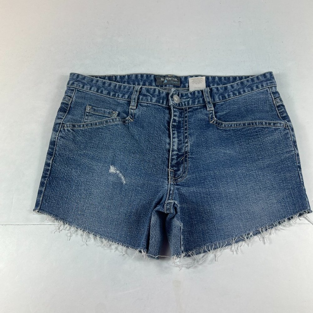 Levi's Silver Tab Jean Shorts Juniors 9 Medium Blue Faded Whiskers Cotton Denim